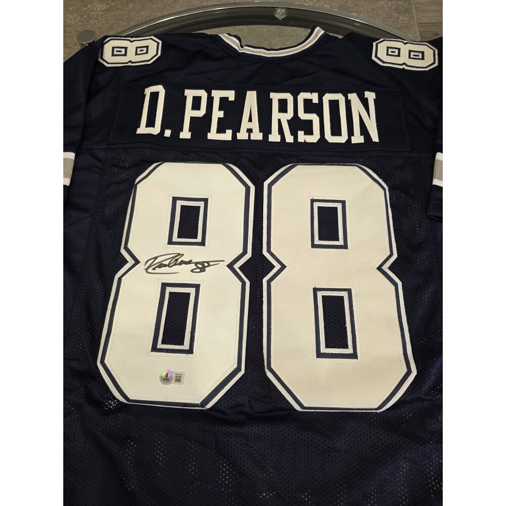 Drew Pearson Autographed/Signed Jersey Beckett Sticker Blue Custom Jersey